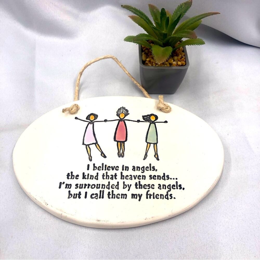 Best Friends August Ceramics Decorative Hanging Wall Plaque